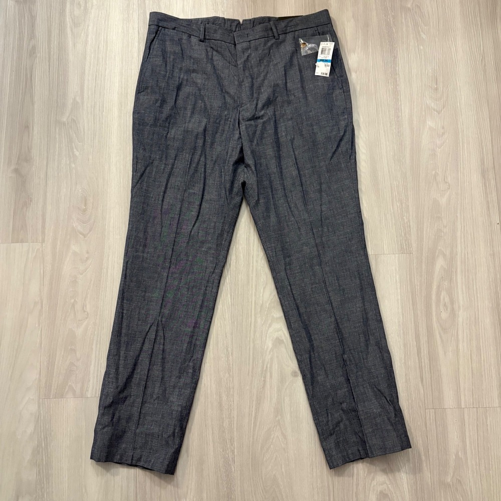 Tasso Elba Pants Women Dark Wash Chambray Cotton Trousers Size 36x34